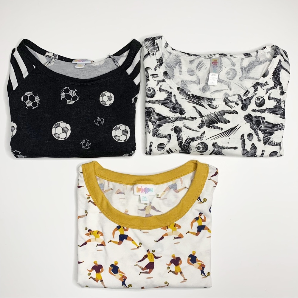 LuLaRoe Bundle Soccer Themed Shirts